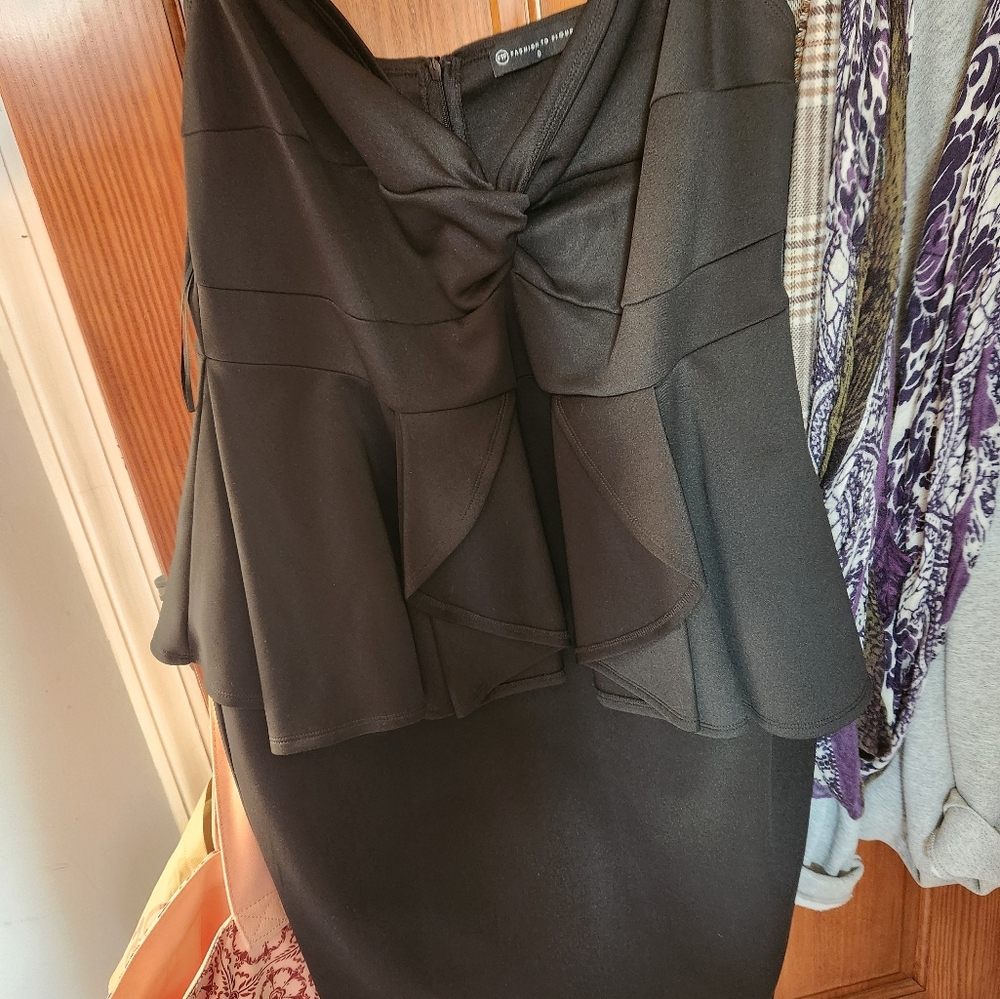 Black cocktail peplum dress